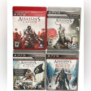 Ubisoft Assassin's Creed 2 & 3 & 4 & Rogue for PS3 Games Bundle Together
